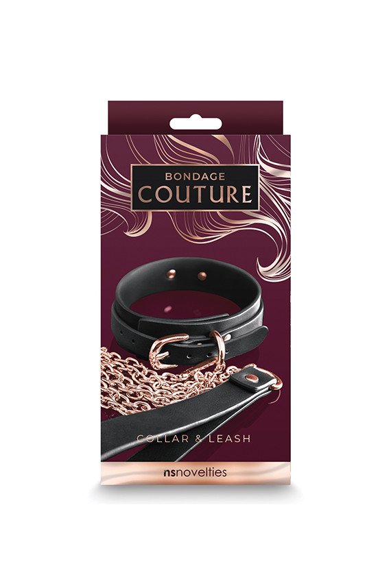 Bondage Couture Collar & Leash - Black