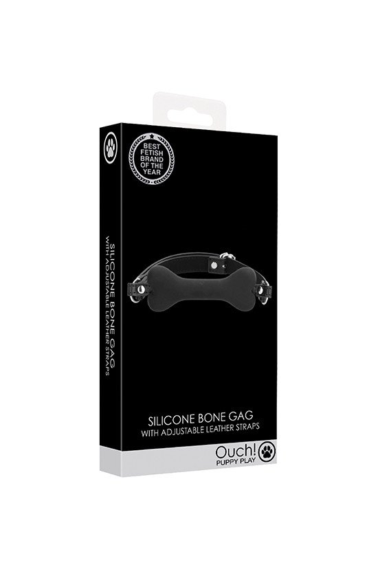 Shots Ouch Puppy Play Silicone Bone Gag - Black