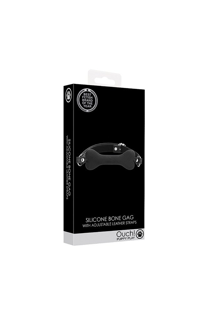 Shots Ouch Puppy Play Silicone Bone Gag - Black